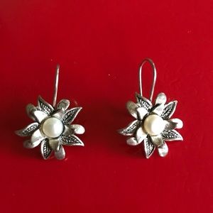 Beautiful Silver Faux Pearl Earrings